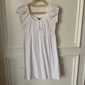 J Crew Sheer White Crepe/Crinkle Dress